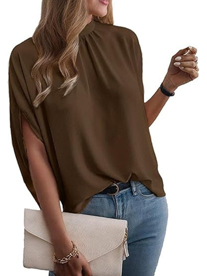 Women's Mock Neck Batwing Sleeve Blouse