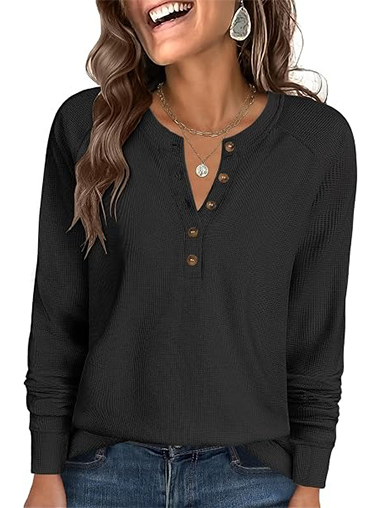 Women's Long Sleeve Waffle Knit Shirt