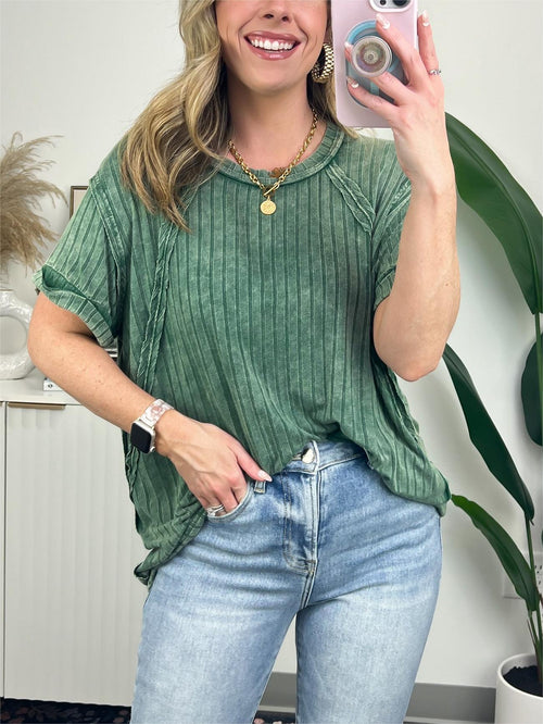Women's Slouchy Ribbed Mineral Wash Tee