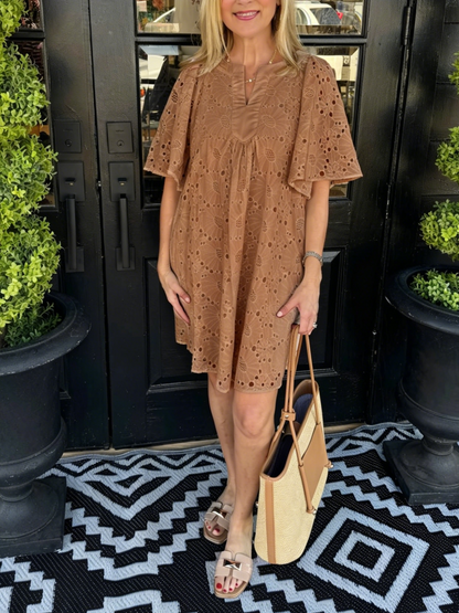 Women's Sunflower Eyelet Shift Dress