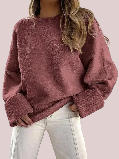 Women's Crewneck Oversized Fuzzy Knit Pullover