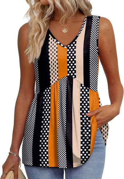 Women's V Neck Printed Tank Top