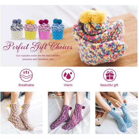 Winter Fuzzy "Cupcakes" Sock