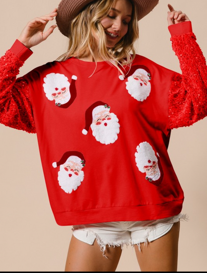 Women's Sequine Santa Christmas Sweatshirt