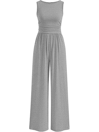 Women's Crewneck Sleeveless Casual Jumpsuit