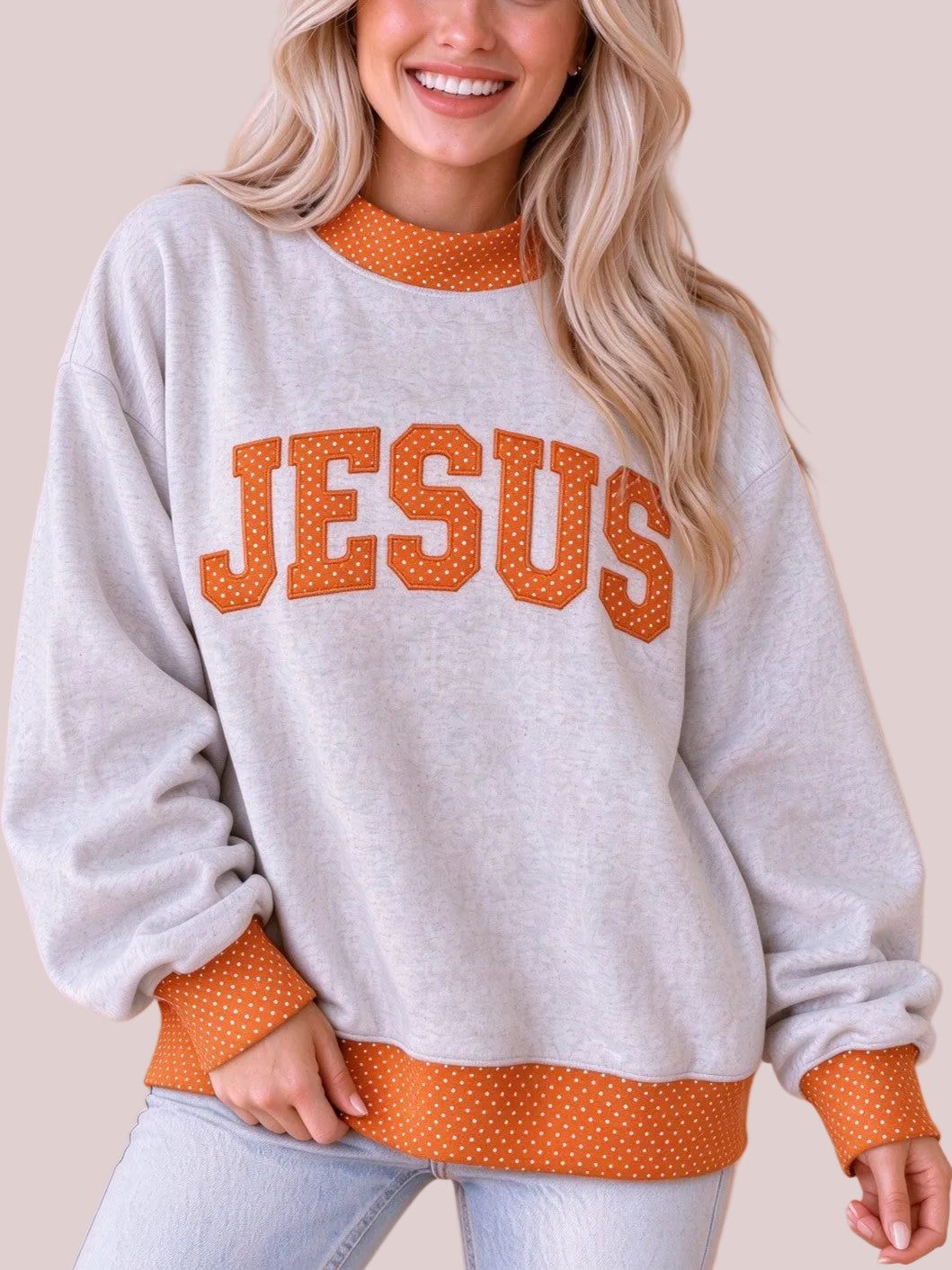 Women's JESUS Graphic Polka Dot Sweatshirt