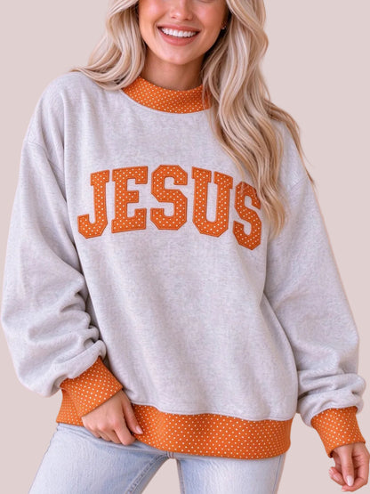 Women's JESUS Graphic Polka Dot Sweatshirt