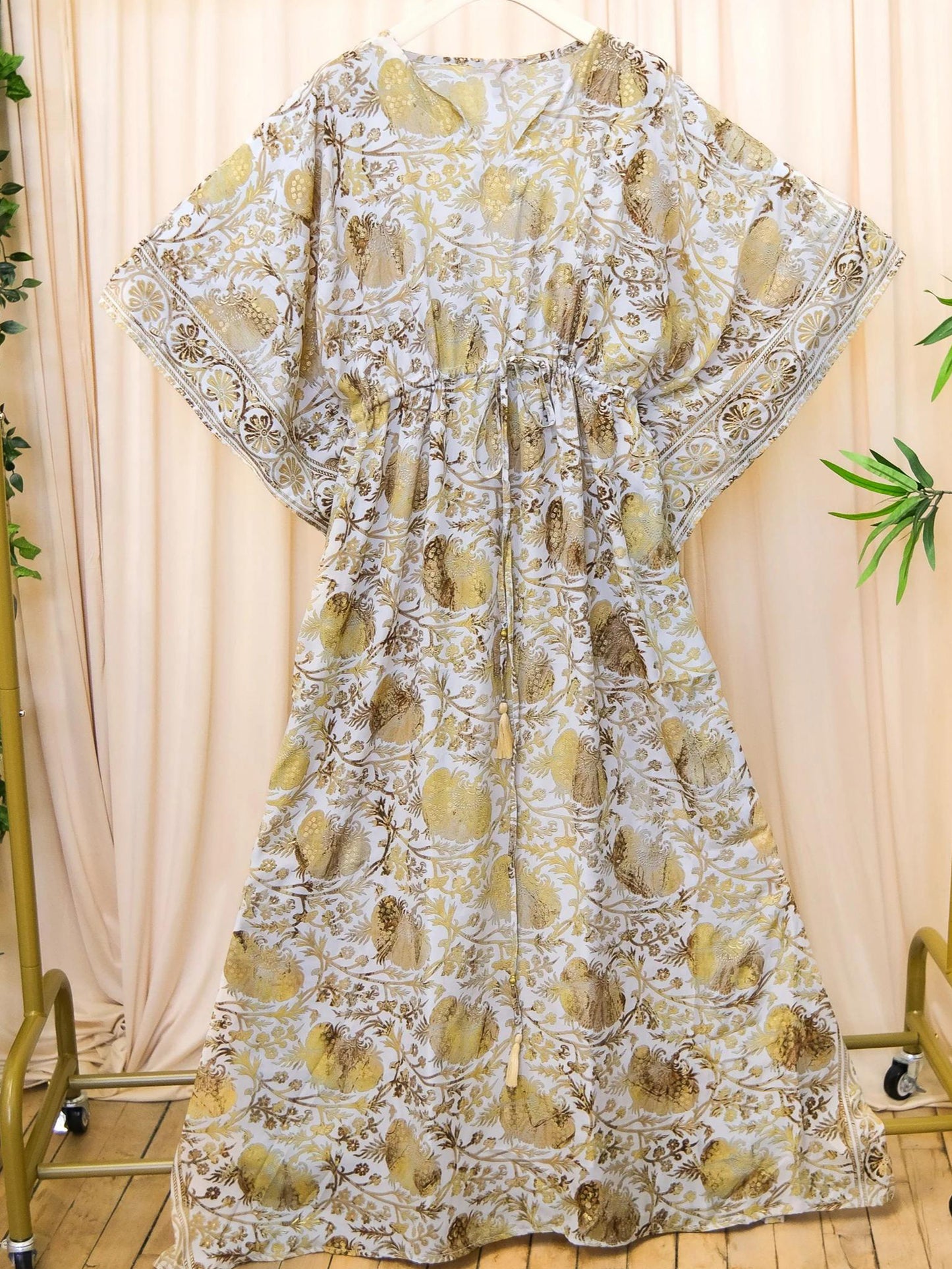 Women's Bohemian Tassel Tie Waist Maxi Dress