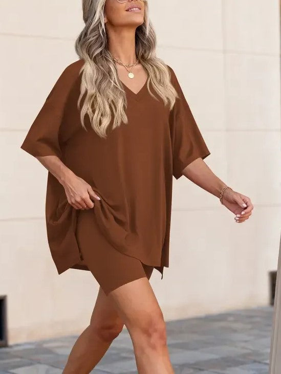 Women's Loose Dolman Short Sleeve Matching Set