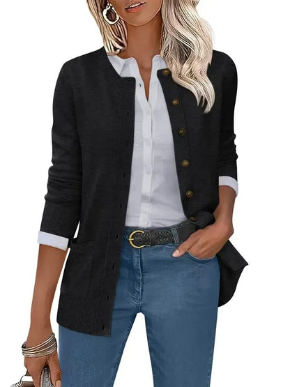 Women's 2026 Fall Casual Long Sleeve Crewneck Cardigans