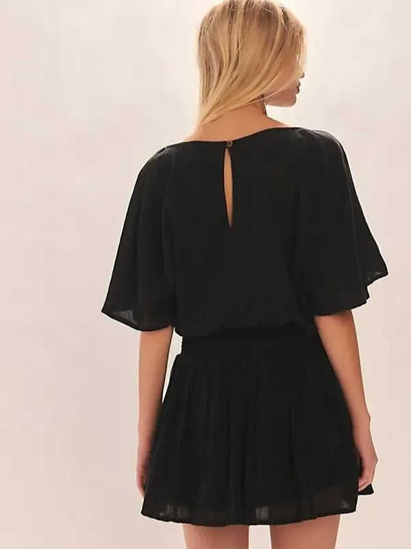 Women's Elastic Waist Short Sleeve Dress