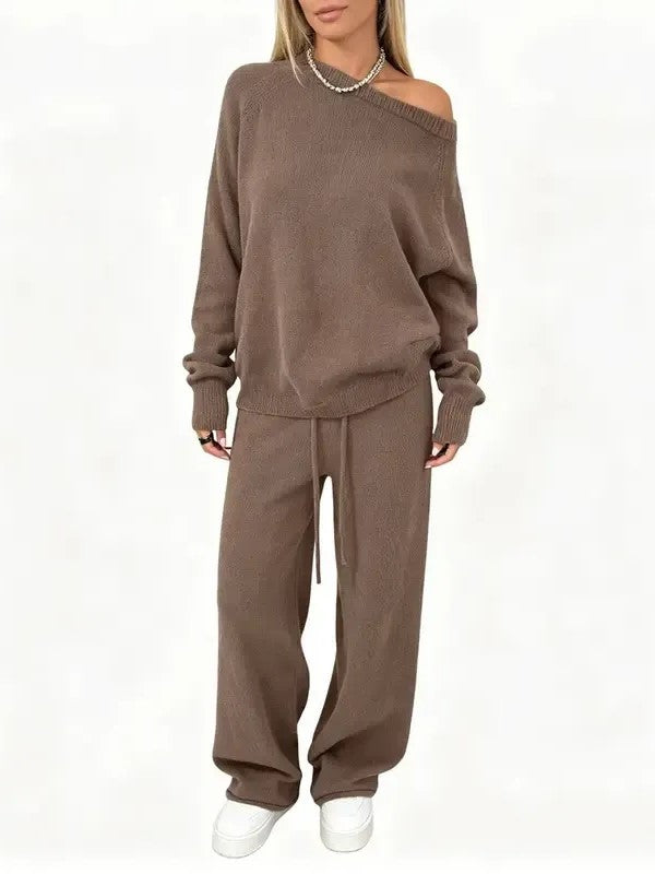 Women Casual Knit Matching Loungewear Set