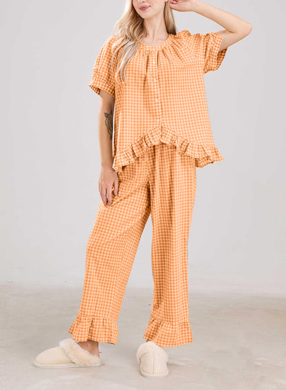 Women's  2 Piece Gingham Pajama Set