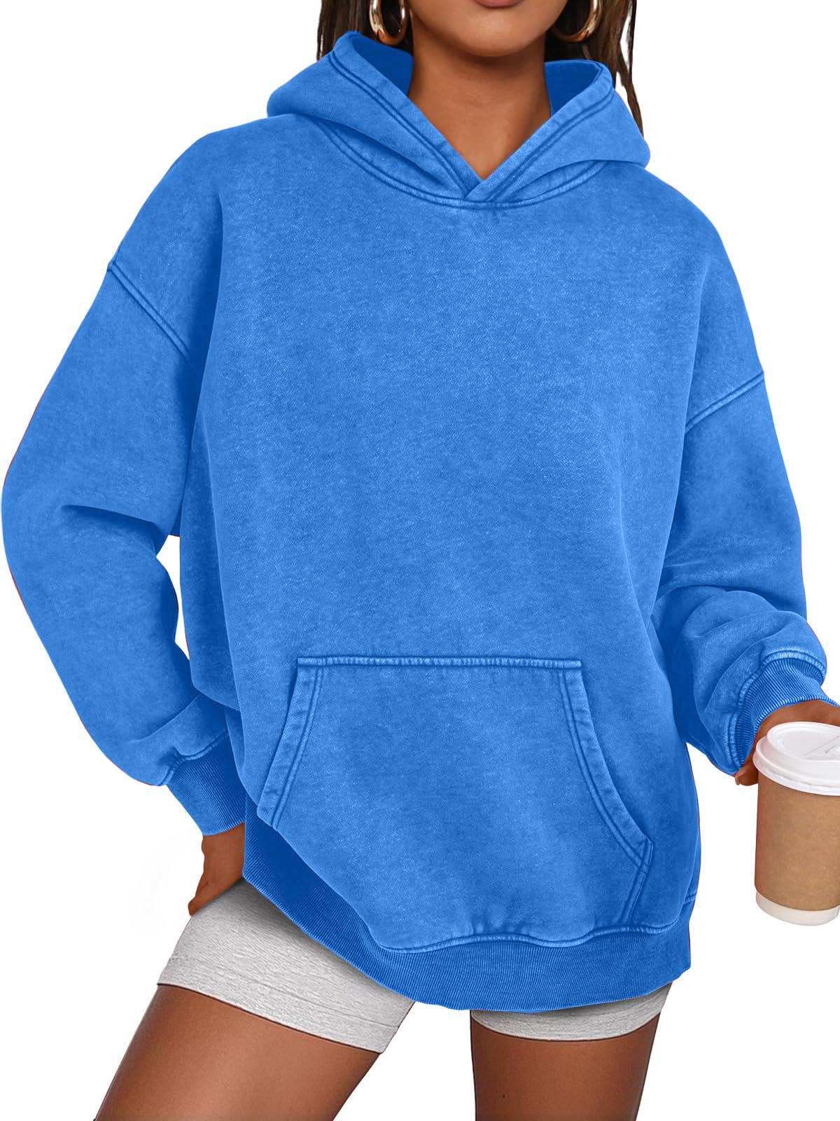 Women's Casual Oversized Acid Wash Hoodie Pullover