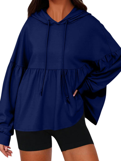 Women's Casual Pleated Tiered Ruffle Hoodies Sweatshirts