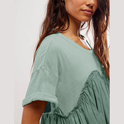 Women's Summer Pleated Babydoll Dress with Pockets
