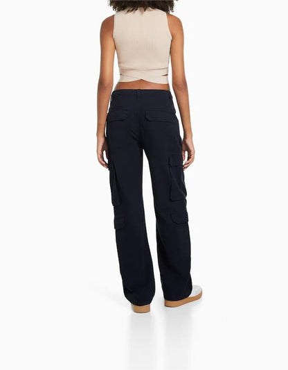 Adjustable Multi-pocket Twill Cargo Trousers