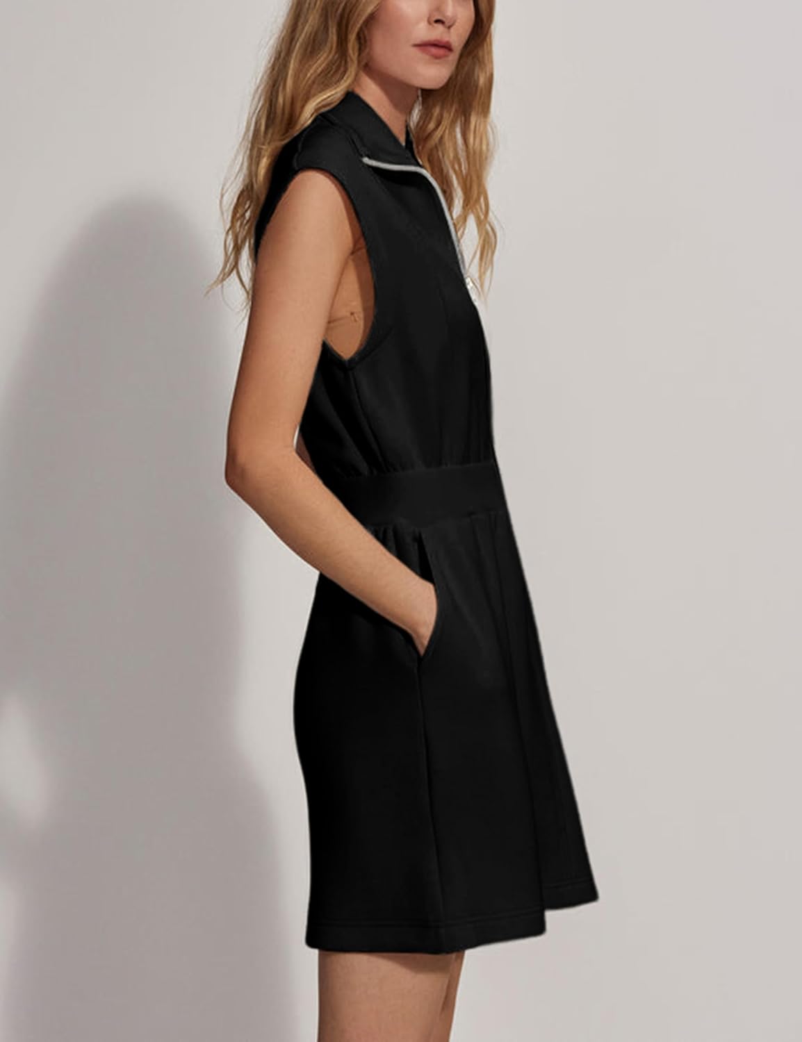 Women's Zipper Mini Dress with Pockets