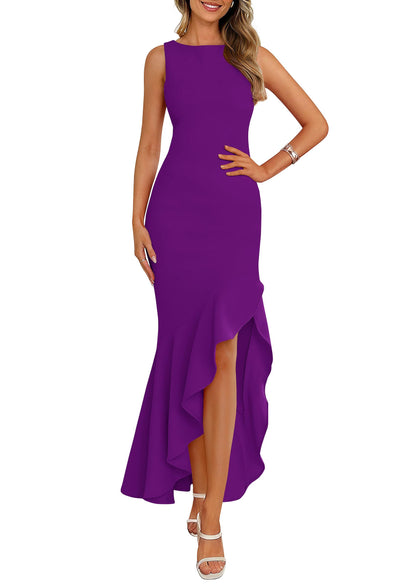 Women's Summer Ruffle Mermaid Cocktail Maxi Dress