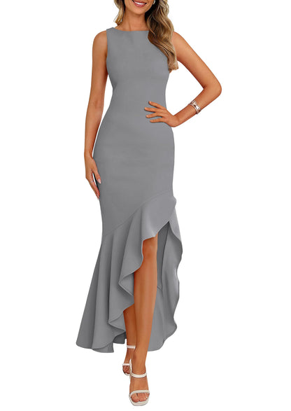 Women's Summer Ruffle Mermaid Cocktail Maxi Dress