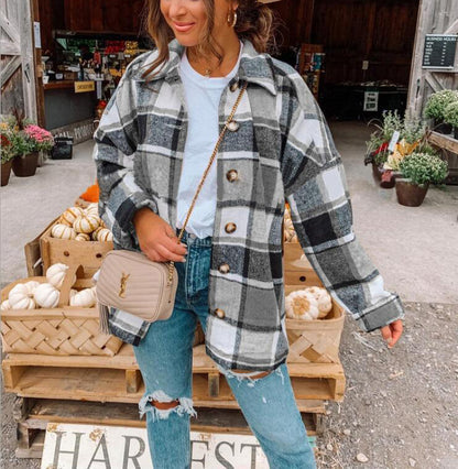 Plaid Print Button Through Shacket