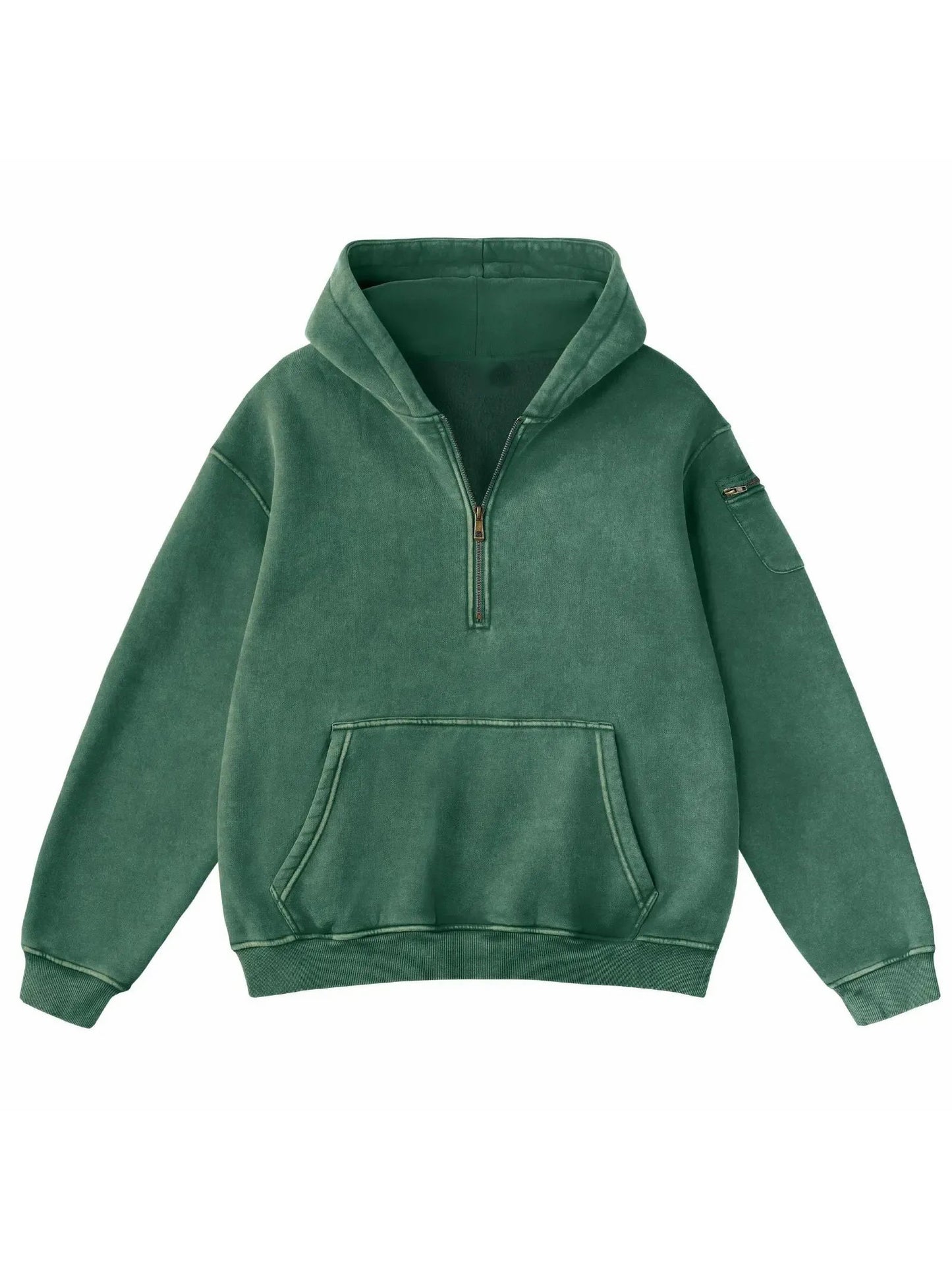 Vintage Half‑Zip Pocket Hoodie