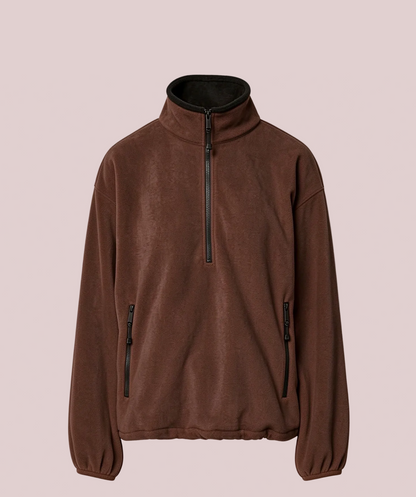 Women's Contrast Trim Stand Collar Fleece Pullover