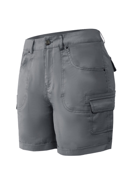 Solid Stitch Trim Roll Hem Shorts