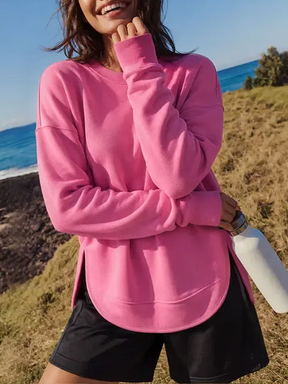 Women's Loose Fit Side Split Hem Sweatshirt
