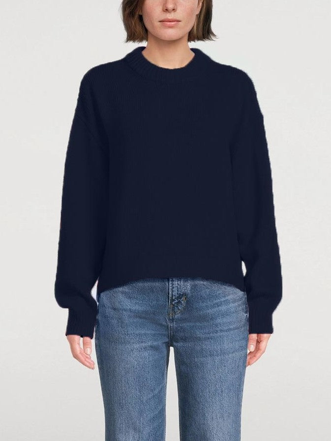 Women's Crew Neck Ribbed Sweater