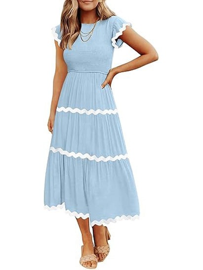 Women's Contrast Ric Rac Maxi Dress