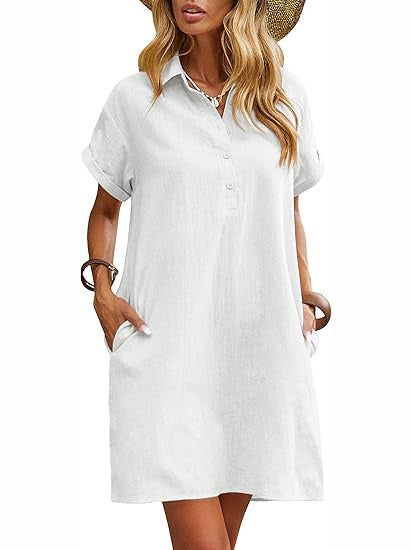 Women's Casual Summer Cotton Shirt Dress