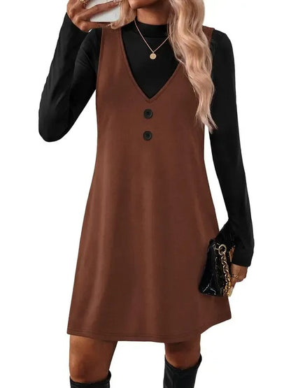 Women 's V Neck Sleeveless A Line Dress Set