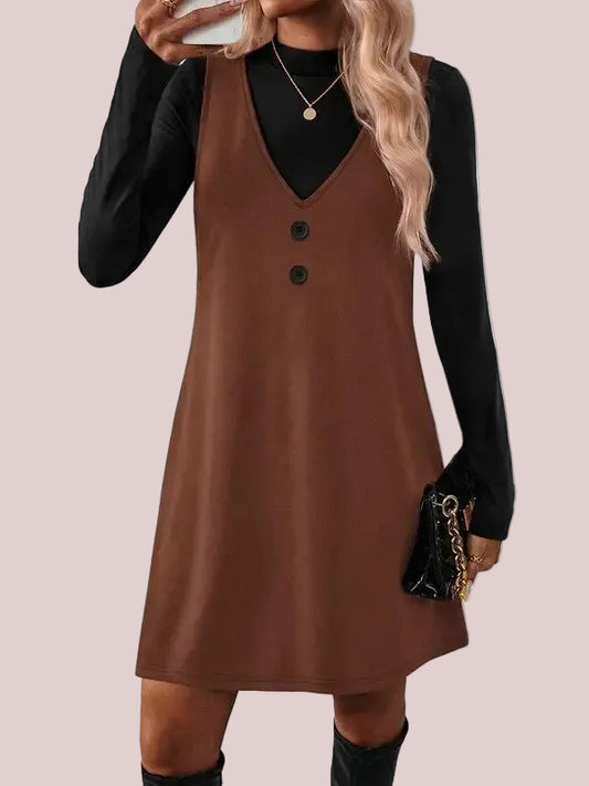 Women 's V Neck Sleeveless A Line Dress Set