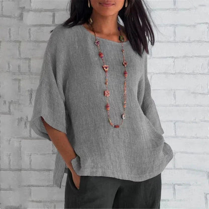 Fashion Solid Color Cotton Linen Top