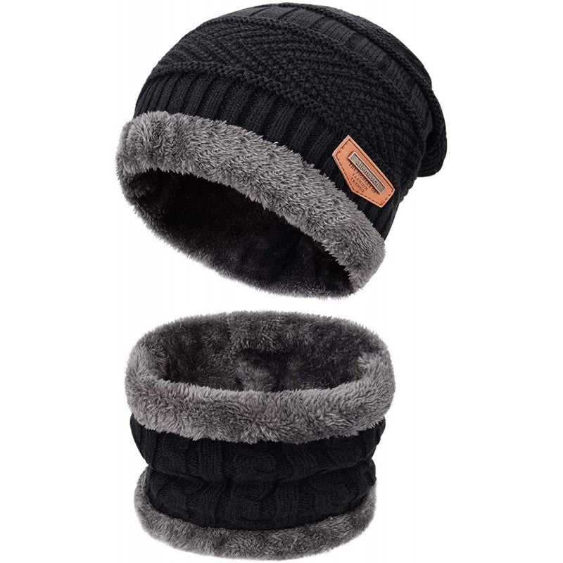 Winter Knitted Beanie Hat Scarf Set