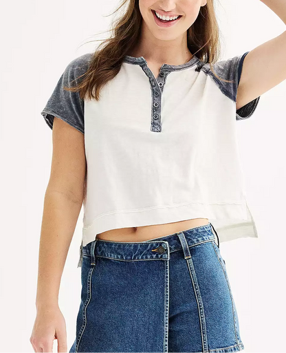 Women's Raglan Sleeve Henley T-Shirt