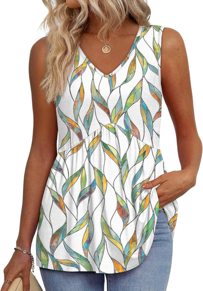 Women's V Neck Printed Tank Top