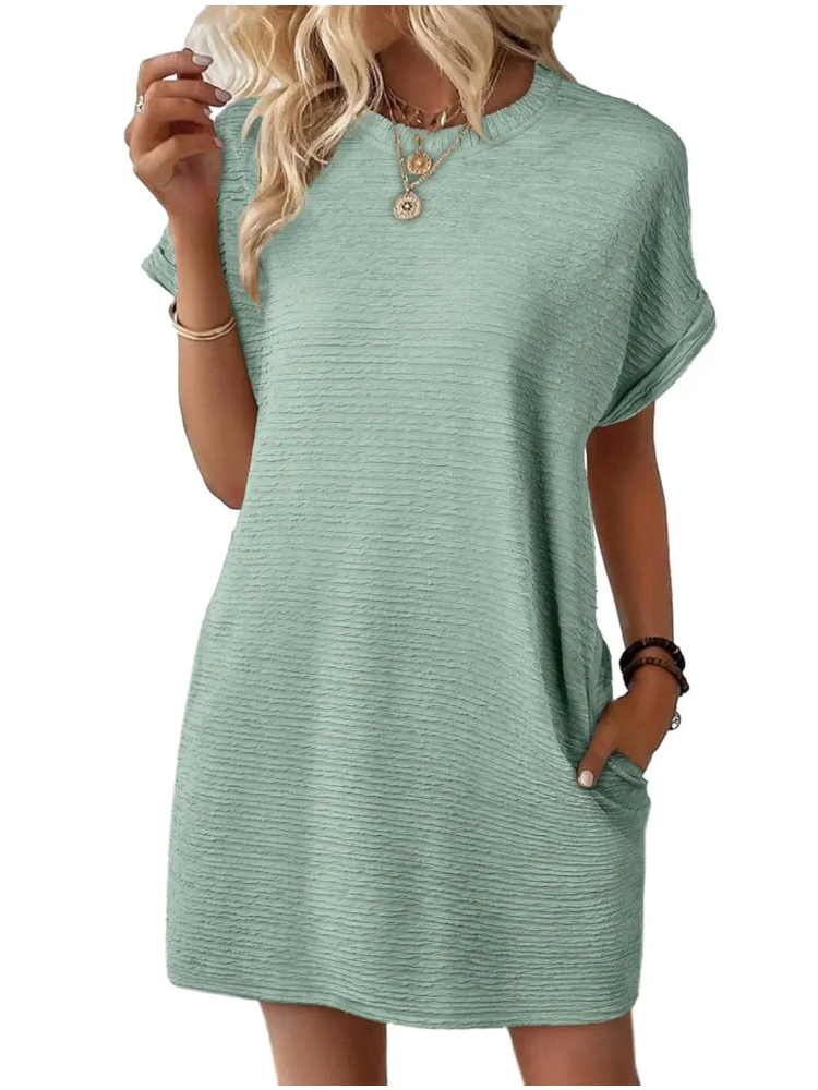 Women's Relaxed Fit Textured Tee Dress
