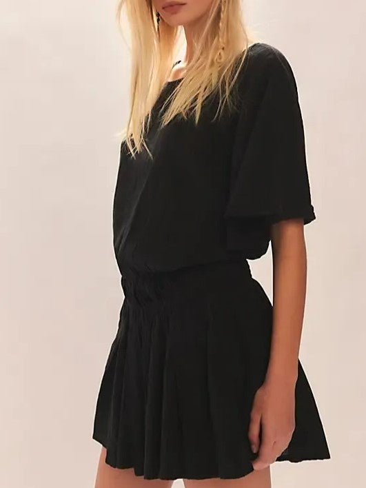 Women's Elastic Waist Short Sleeve Dress