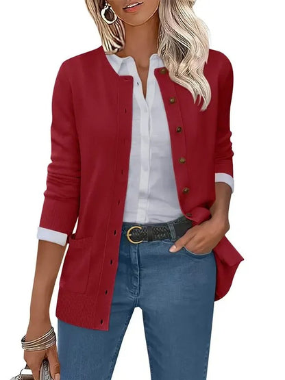 Women's 2026 Fall Casual Long Sleeve Crewneck Cardigans