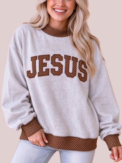 Women's JESUS Graphic Polka Dot Sweatshirt