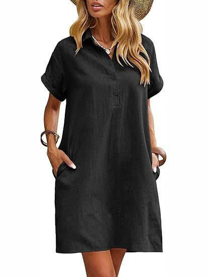 Women's Casual Summer Cotton Shirt Dress