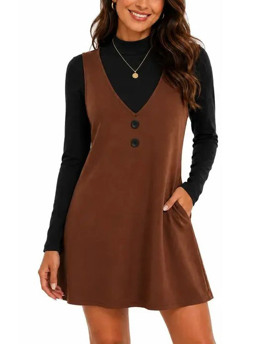 Women 's V Neck Sleeveless A Line Dress Set