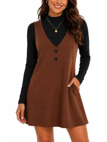Women 's V Neck Sleeveless A Line Dress Set