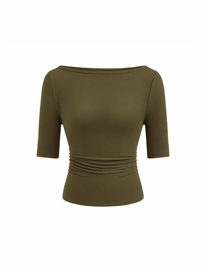 Women’s Basic Stretch Slim Fit Crew Neck T‑Shirt