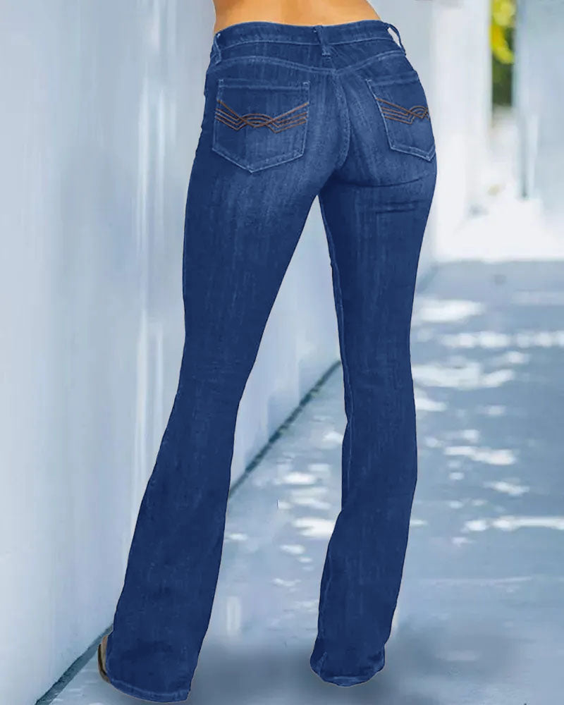Women's Mid Waist Retro Bootcut Pants