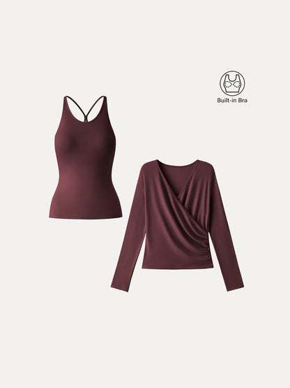Women's Two‑Piece Built‑In Bra Top Set
