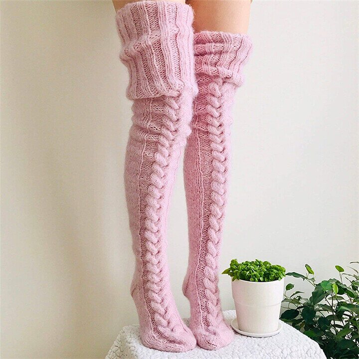 Winter Warm Over Knee Extra Long Knitted Socks