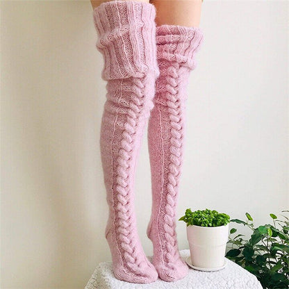 Winter Warm Over Knee Extra Long Knitted Socks